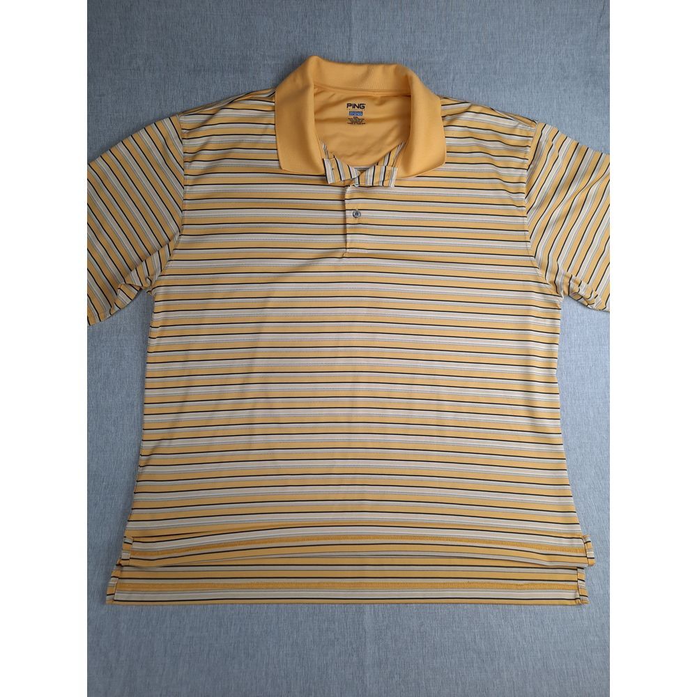 Ping Collection Men's 2XL Yellow Stripe Polyester Performance Dynamic Polo Shirt